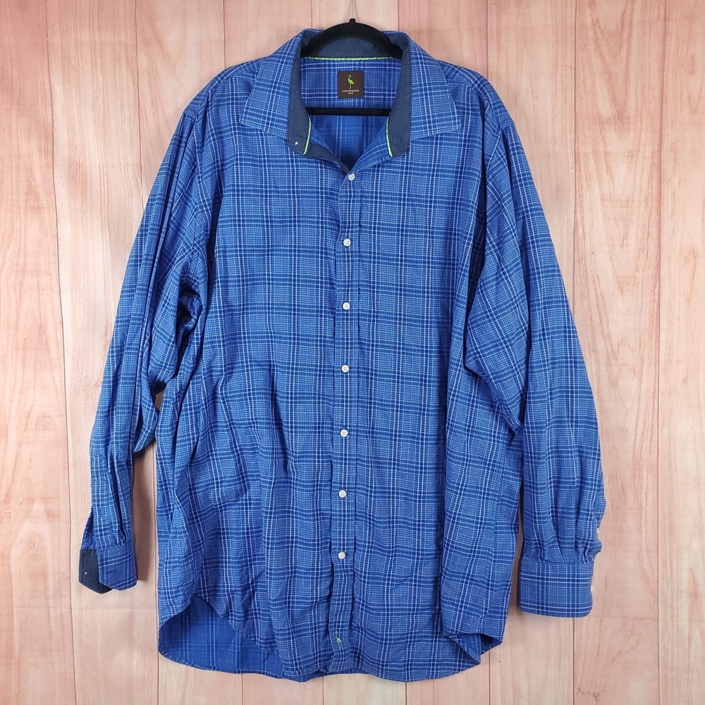 TailorByrd Shirt Mens Sz 4XLT Multicolor Plaid Cotton Relaxed Fit Button Up